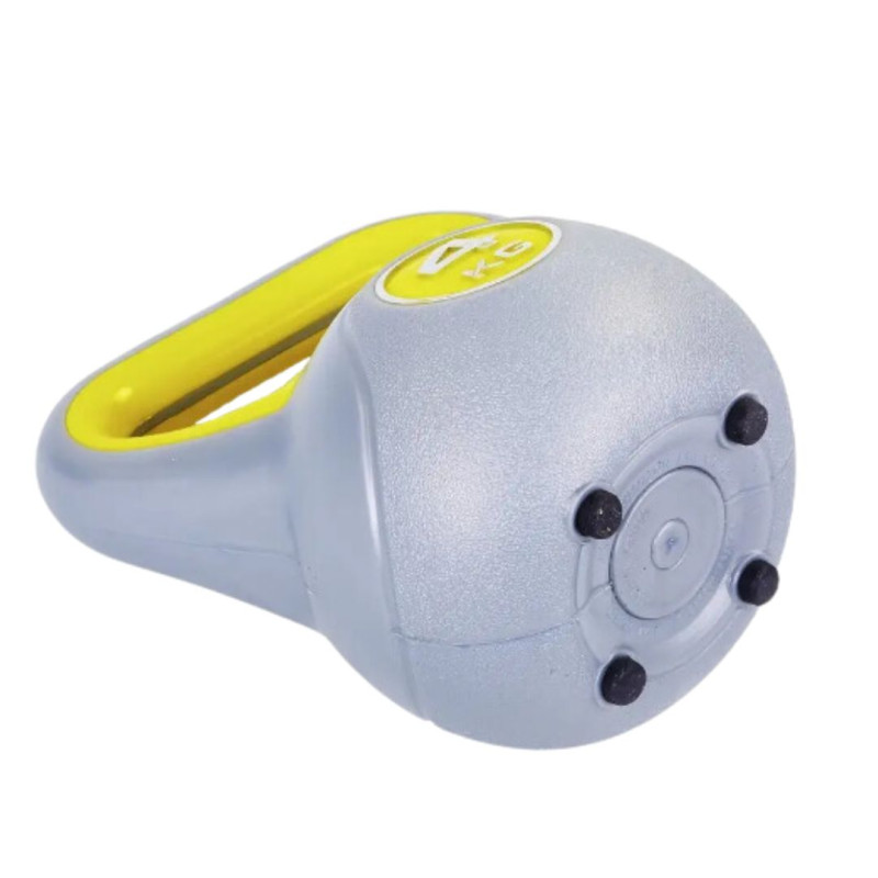 Гиря LiveUp Plastic Kettlebell, цельнолитая, 4 кг, пластик, серо-желтая