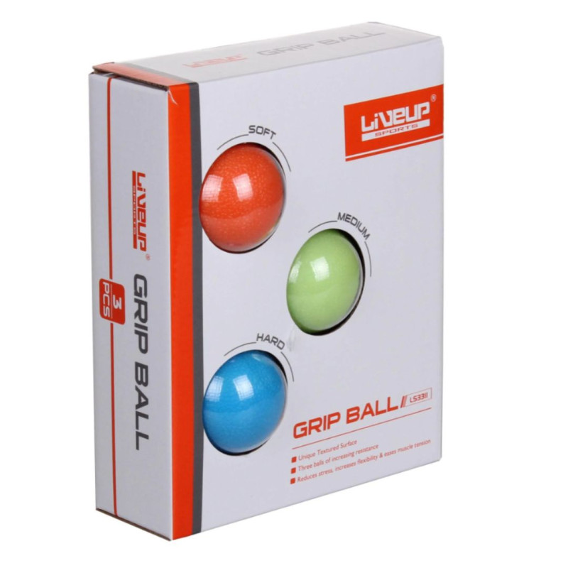 Набір м'ячиків-еспандерів 3шт LiveUp GRIP BALL