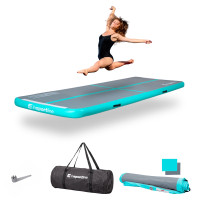 Килимок надувний inSPORTline Airstunt 400x100х10 см, сіро-бірюзовий