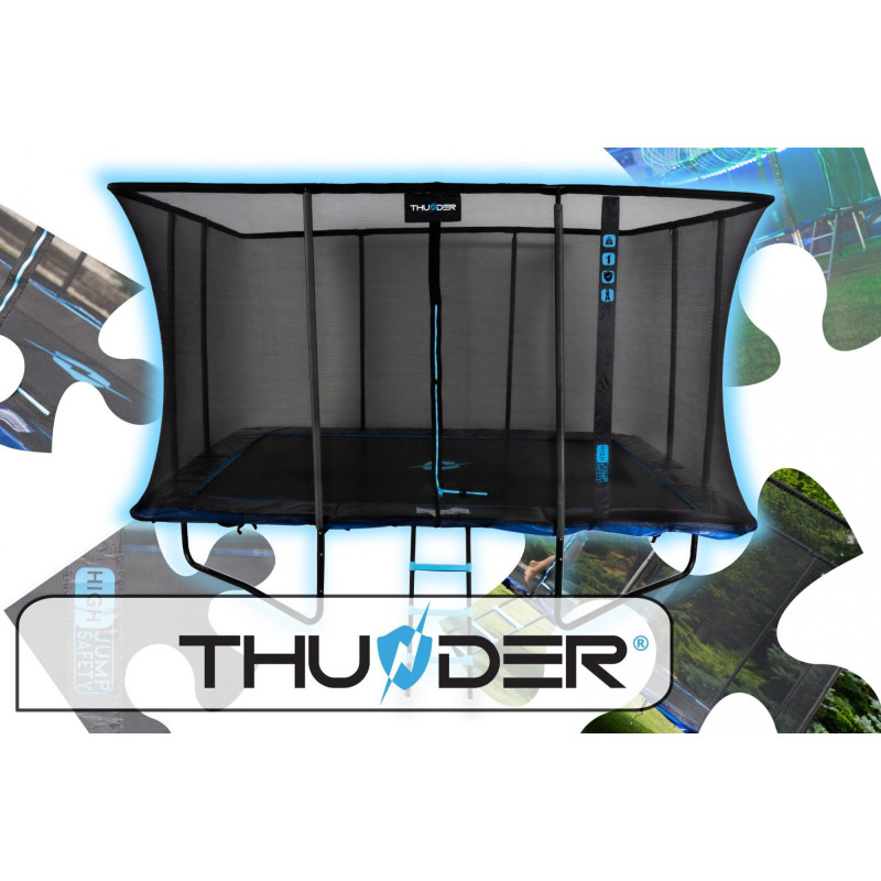 Батут THUNDER OUTSIDE PHENOM з зовнішньою сіткою 8 х 12 футів чорно-блакитний