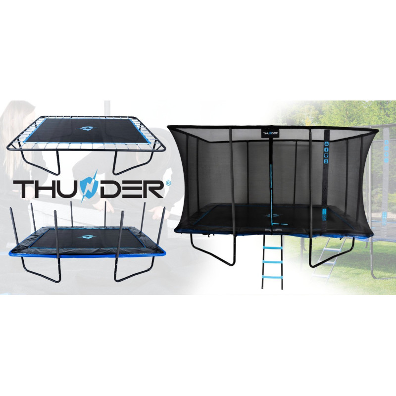 Батут THUNDER OUTSIDE PHENOM з зовнішньою сіткою 8 х 12 футів чорно-блакитний