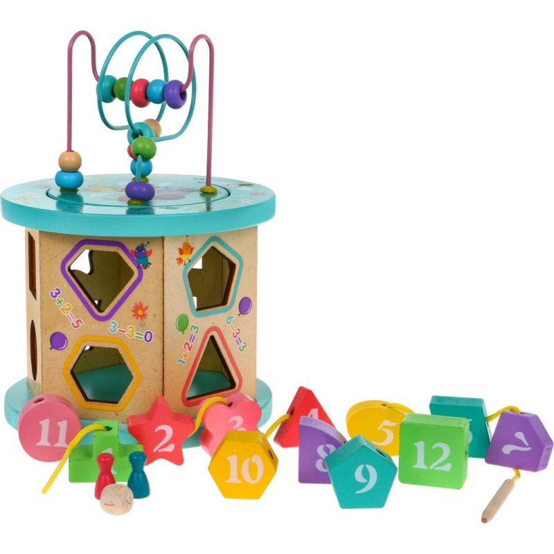 Дитячий дерев'яний навчальний мультикуб 4 в 1