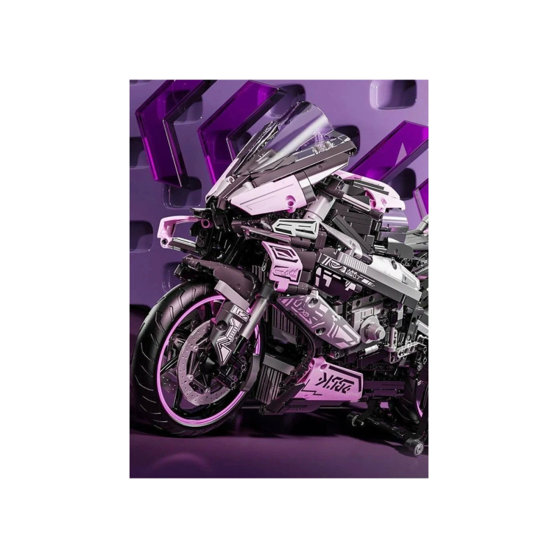 Дитячий конструктор Ramiz Мотоцикл-гонщик 2066 ел, чорно-рожевий