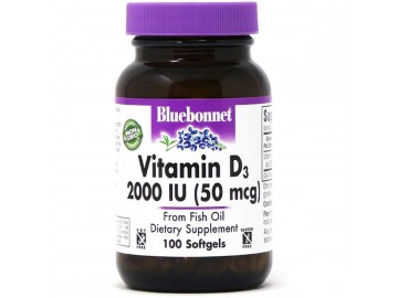 Вiтамiн D3 2000IU, Bluebonnet Nutrition, 100 желатинових капсул