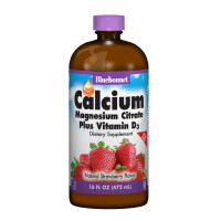 Рідкий Кальцій Цитрат Магнію + Вітамін D3, Смак Полуниці, Bluebonnet Nutrition, 16 рiдких унцiй (472 мл)