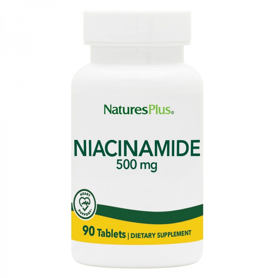 Нiацинамiд (В3), Niacinamide, 500 мг, Natures Plus, 90 таблеток