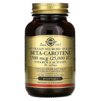 Бета Каротин Океанічний (Вітамин А) 25 000 МЕ, Natural Oceanic Beta-Carotene, Solgar, 90 капсул