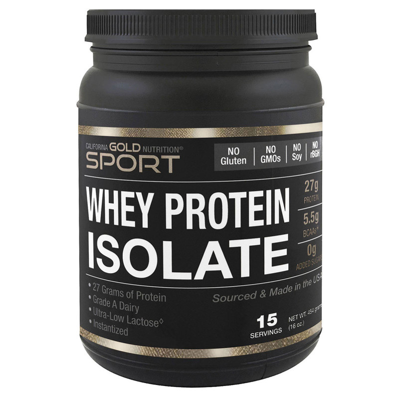Изолят сывороточного протеина, California Gold Nutrition, Whey Protein Isolate, 1 фунт (454 г)