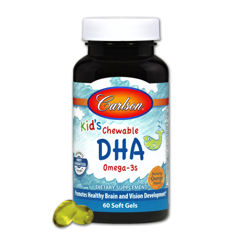 Риб'ячий жир (DHA) для Дітей, Смак Апельсину, Kid's Chewable, Carlson, 60 желатинових капсул
