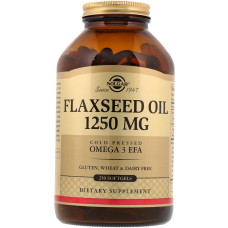 Льняное масло, Flaxseed Oil, Solgar, 1250 мг, 250 гелевых капсул