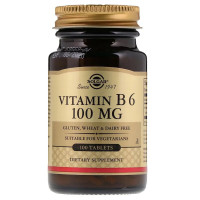 УЦІНКА Вітамін В6, Vitamin B6, Solgar, 100 мг, 100 таблеток (без плівки)
