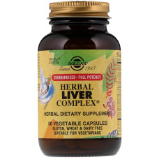 Растительный комплекс для поддержки печени, Herbal Liver Complex, Solgar, 50 гелевых капсул