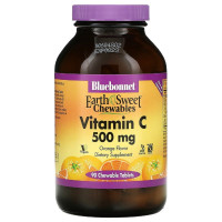 Витамин C, 500мг, Смак Апельсину, Earth Sweet Chewables, Bluebonnet Nutrition, 90 жувальних таблеток
