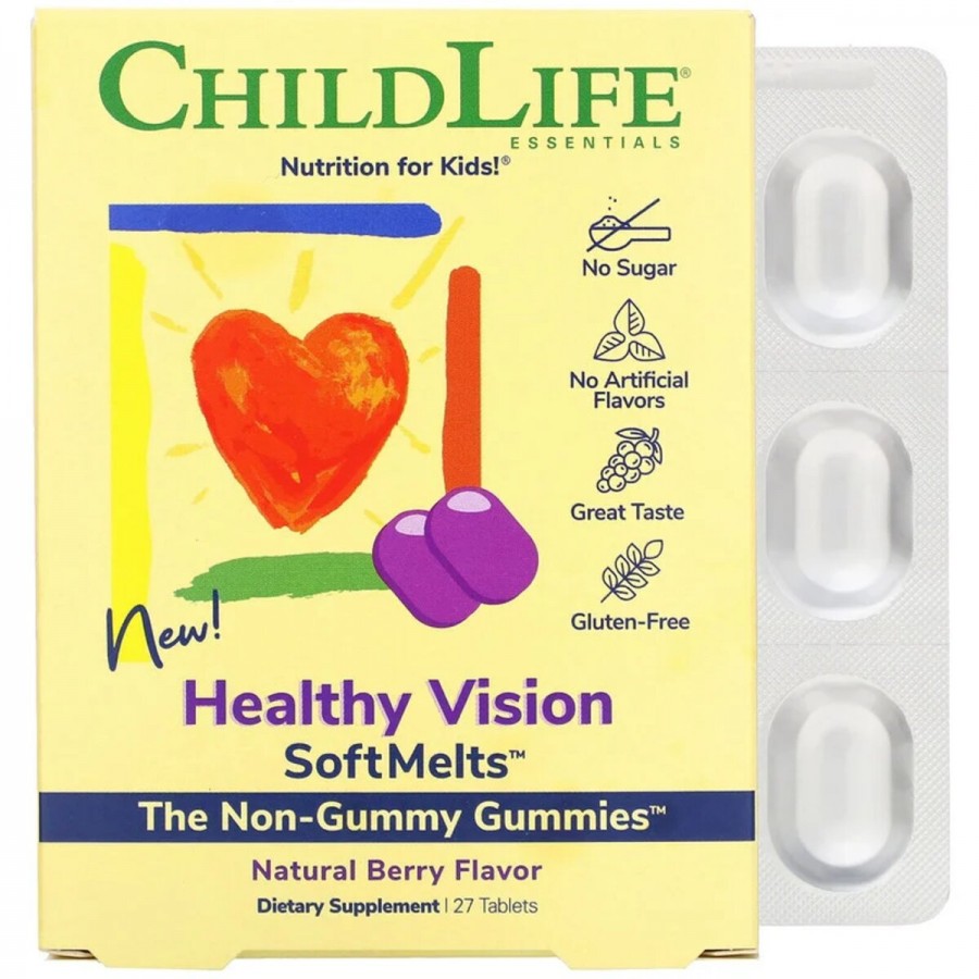 Комплекс Здоровий Зір, натуральний ягідний смак, Healthy Vision SoftMelts, Natural Berry Flavor, ChildLife, 27 жувальних цукерок