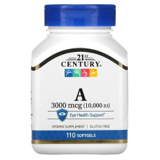 Вітамін A, 3000 мкг, Vitamin A, 21st Century, 110 гелевих капсул