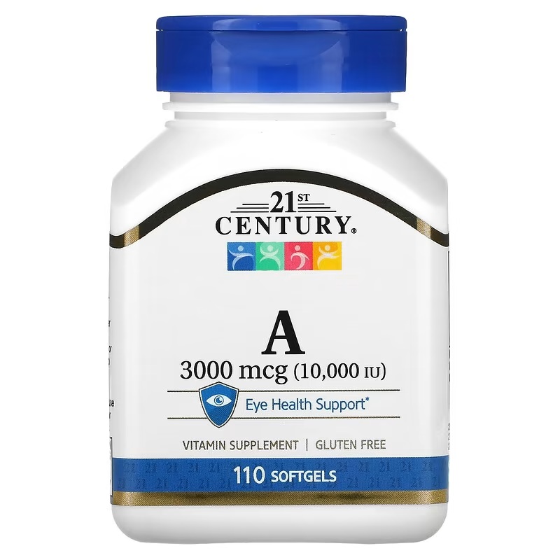 Витамин A, 3000 мкг, Vitamin A, 21st Century, 110 гелевых капсул