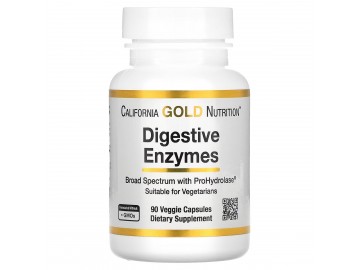 Травні ферменти, Digestive Enzymes, California Gold Nutrition, 90 вегетаріанських капсул