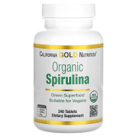 Спирулина органическая, 500 мг, Organic Spirulina, California Gold Nutrition, 240 таблеток