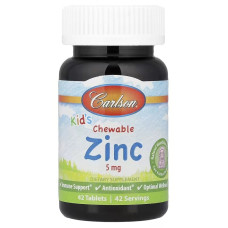 Цинк для дітей, 5 мг, смак ягід, Kid's Chewable Zinc, Carlson, 42 жувальні таблетки
