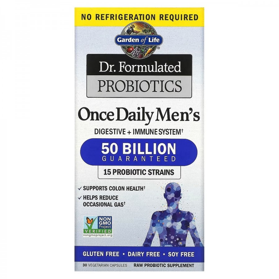 Пробіотики для чоловіків, 50 млрд КУО, Probiotics Once Daily Men's, Garden of Life, 30 вегетаріанських капсул