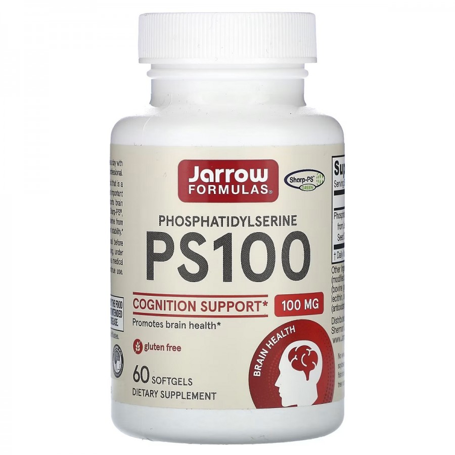 Фосфатидилсерин, 100 мг, PS100, Phosphatidylserine, Jarrow Formulas, 60 гелевих капсул