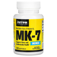 Витамин K2 в форме MK-7, 90 мкг, MK-7, Витамин K2 как MK-7, Jarrow Formulas, 120 гелевых капсул