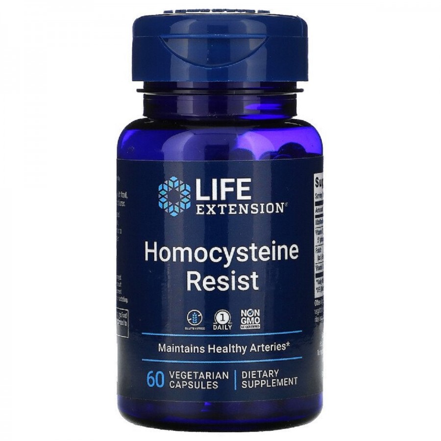 Life Extension, Homocysteine Resist, добавка для підтримання рівня гомоцистеїну, 60 вегетаріанських капсул