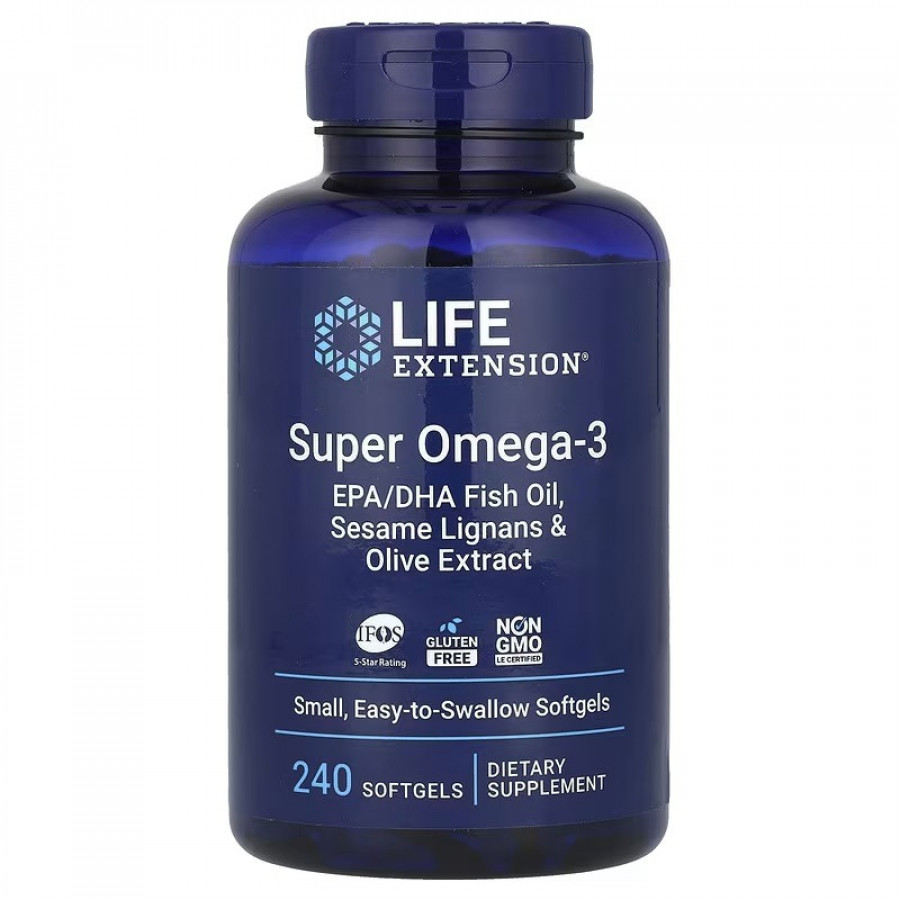 Супер Омега-3, Omega Foundations, Super Omega-3, Life Extension, 60 Желатинових Капсул
