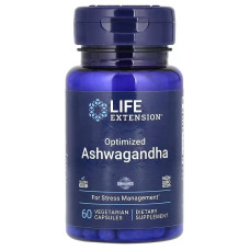 Ашваганда оптимізована, 125 мг, Optimized Ashwagandha, Life Extension, 60 вегетаріанських капсул