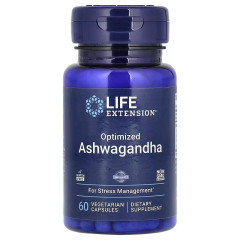 Ашваганда оптимизирована, 125 мг, Optimized Ashwagandha, Life Extension, 60 вегетарианских капсул