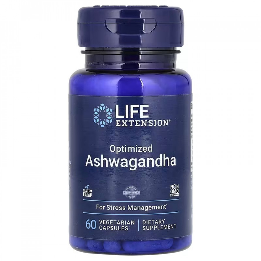 Ашваганда оптимізована, 125 мг, Optimized Ashwagandha, Life Extension, 60 вегетаріанських капсул