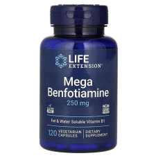 Мега Бенфотіамін, 250 мг, Mega Benfotiamine, Life Extension, 120 вегетаріанських капсул