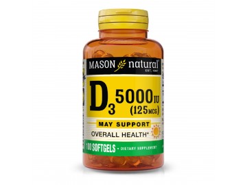 Вітамін D3 5000 МО, Vitamin D3, Mason Natural, 100 гелевих капсул