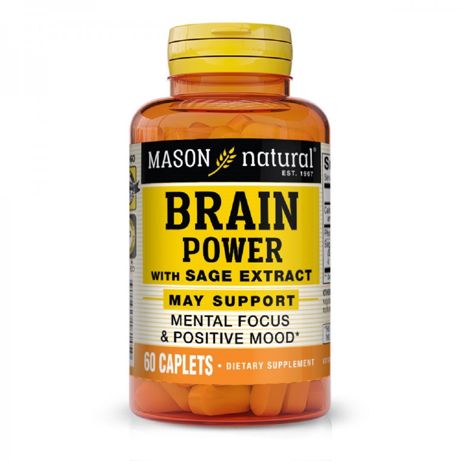 Сила мозку з екстрактом шавлії, Brain power with sage extract, Mason Natural, 60 каплет