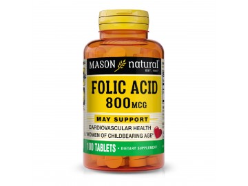 Фолієва кислота 800 мкг, Folic Acid, Mason Natural, 100 таблеток