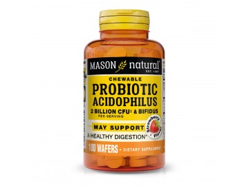 Пробіотики 2 млд КУО, смак полуниці, Probiotic Acidophilus With Bifidus, Mason Natural, 100 жувальних таблеток