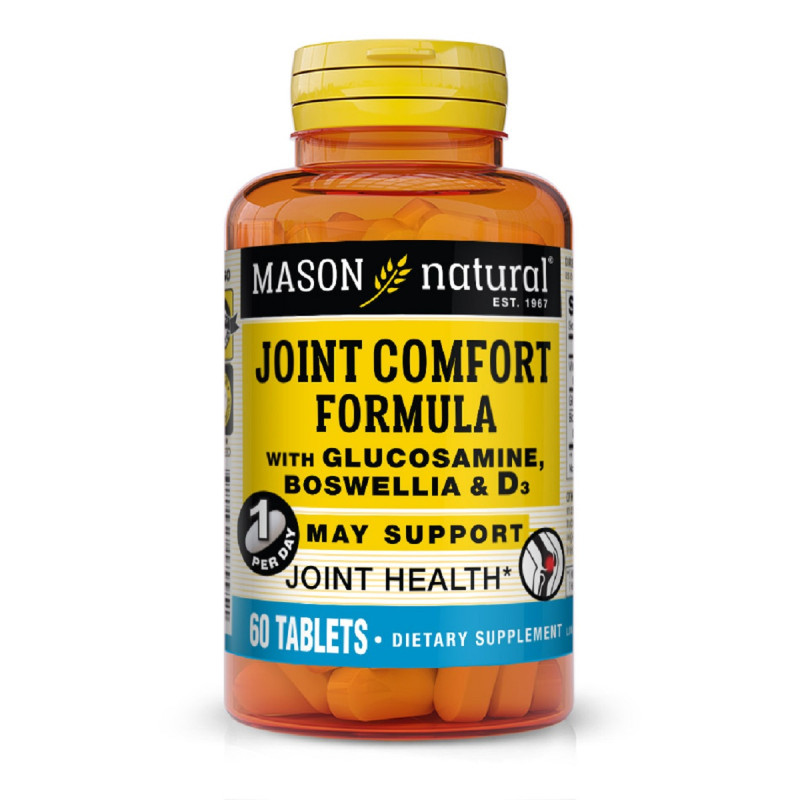 Підтримка суглобів та зв'язок з босвеллією, Joint comfort formula with boswellia & D3, Mason Natural, 60 таблеток