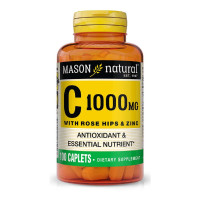 Витамин C 1000мг с шиповником и цинком, Vitamin C with rose hips & zinc, Mason Natural, 100 таблеток