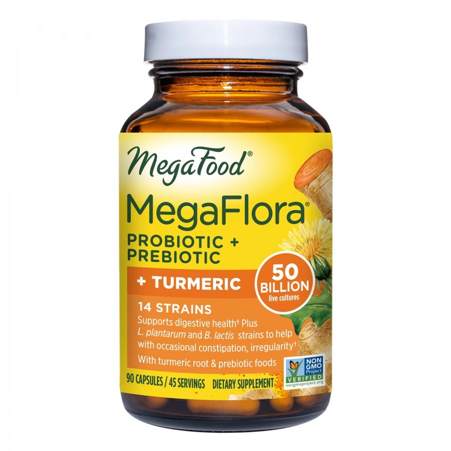 Пробіотики MegaFlora for Over 50, Probiotic with Turmeric, MegaFood, 90 капсул