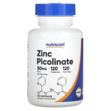 Цинк піколінат, 50 мг, Zinc Picolinate, Nutricost, 120 капсул