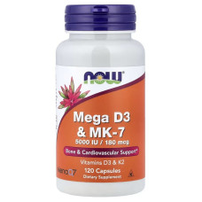 Вітамін D3 та MK-7, Mega D3 & MK-7, Now Foods, 120 капсул