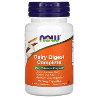 Травные ферменты, Dairy Digest Complete, Now Foods, 90 вегетарианских капсул