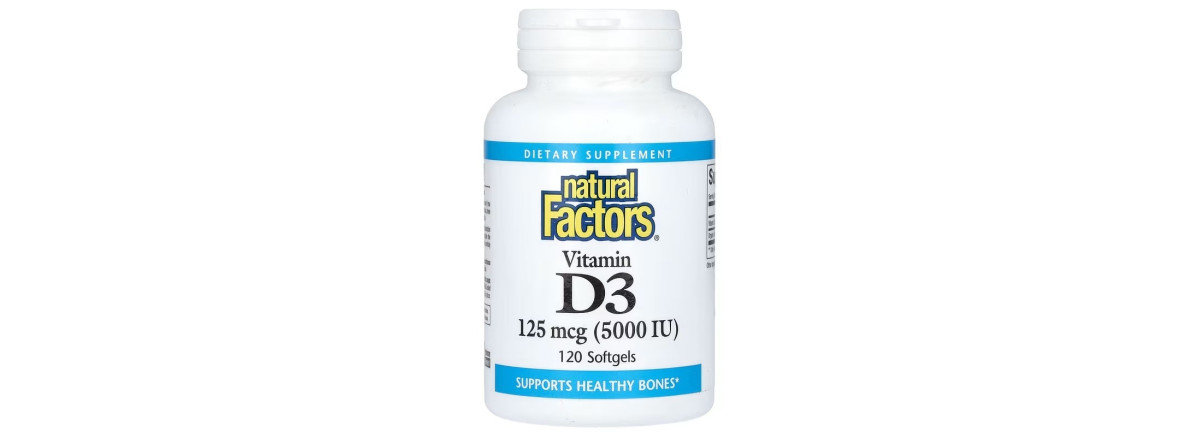 Вітамін D3, 125 мкг 5000 МО, Vitamin D3, Natural Factors, 120 гелевих капсул