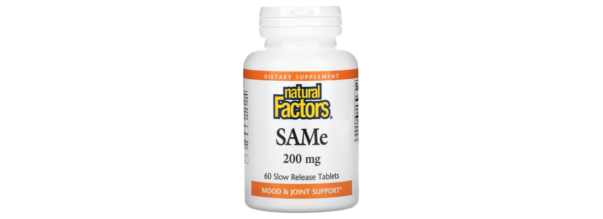 SAM-e (дисульфат тозилат) повільного вивільнення, 200 мг, SAMe (Disulfate Tosylate), Natural Factors, 60 таблеток