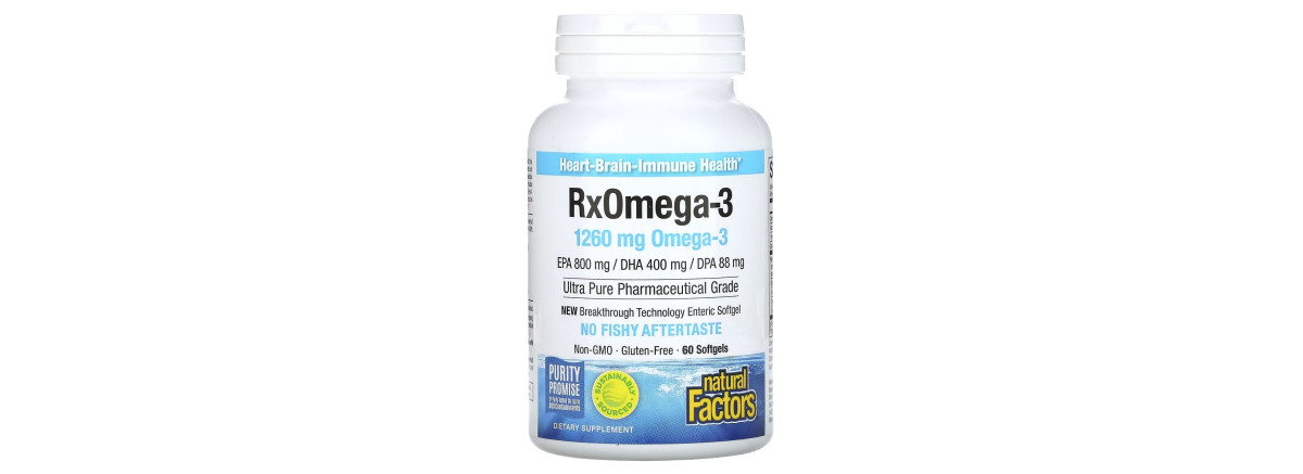 Омега-3, 1260 мг, RxOmega-3, Natural Factors, 60 гелевых капсул
