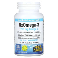Омега-3, 1260 мг, RxOmega-3, Natural Factors, 60 гелевых капсул