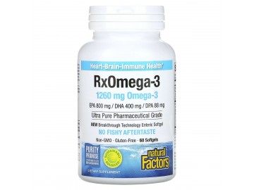 Омега-3, 1260 мг, RxOmega-3, Natural Factors, 60 гелевих капсул