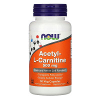 Ацетил-L Карнитин, Acetyl-L Carnitine, Now Foods, 500 мг, 50 вегетаріанських капсул