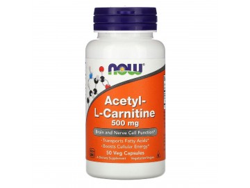 Ацетил-L Карнітин, Acetyl-L Carnitine, Now Foods, 500 мг, 50 вегетаріанських капсул