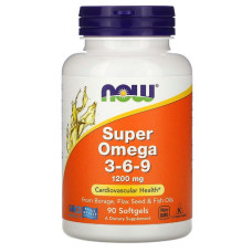 Супер Омега 3-6-9, Super Omega 3-6-9,, Now Foods, 1200 мг, 90 желатиновых капсул